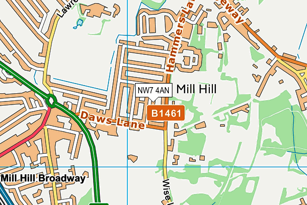 NW7 4AN map - OS VectorMap District (Ordnance Survey)