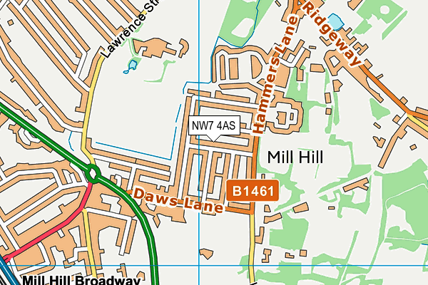 NW7 4AS map - OS VectorMap District (Ordnance Survey)