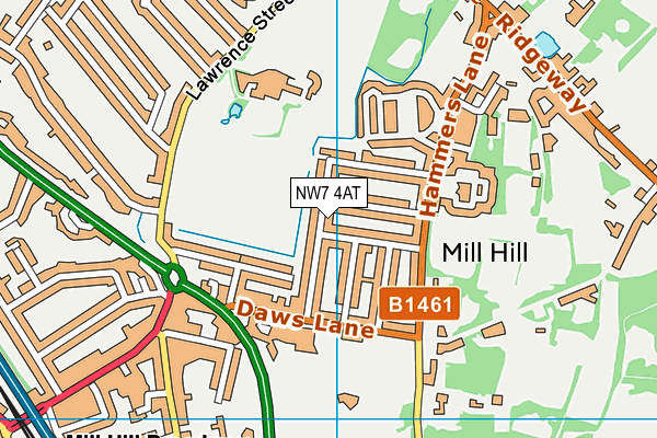 NW7 4AT map - OS VectorMap District (Ordnance Survey)