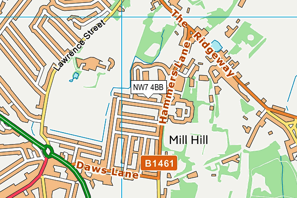 NW7 4BB map - OS VectorMap District (Ordnance Survey)