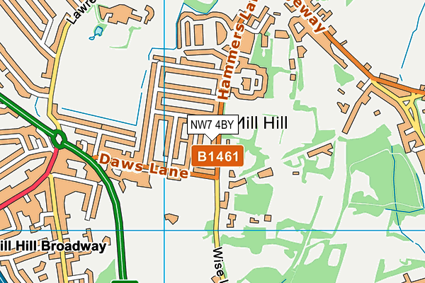 NW7 4BY map - OS VectorMap District (Ordnance Survey)