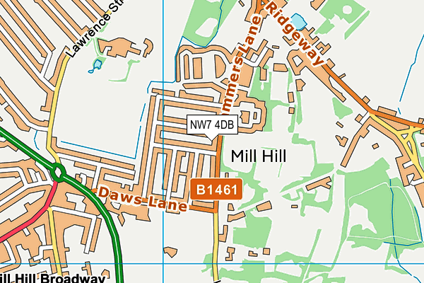 NW7 4DB map - OS VectorMap District (Ordnance Survey)