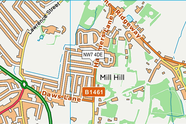 NW7 4DE map - OS VectorMap District (Ordnance Survey)