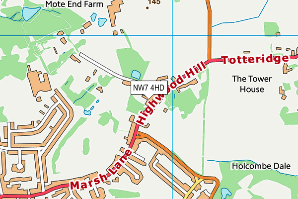 NW7 4HD map - OS VectorMap District (Ordnance Survey)