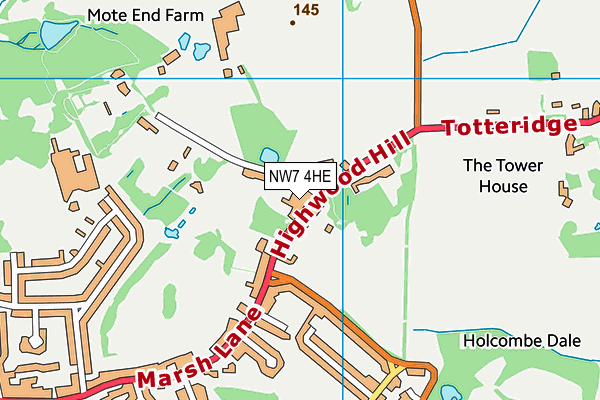 NW7 4HE map - OS VectorMap District (Ordnance Survey)