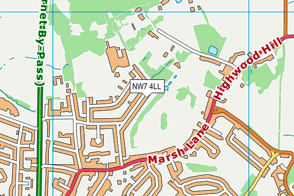 Mill Hill County High School map (NW7 4LL) - OS VectorMap District (Ordnance Survey)