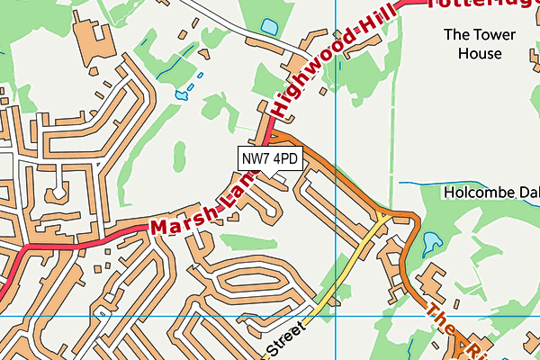NW7 4PD map - OS VectorMap District (Ordnance Survey)