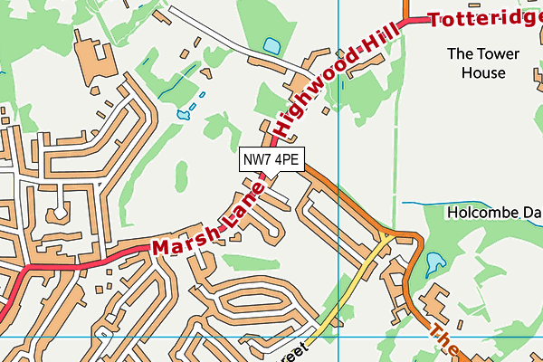 NW7 4PE map - OS VectorMap District (Ordnance Survey)