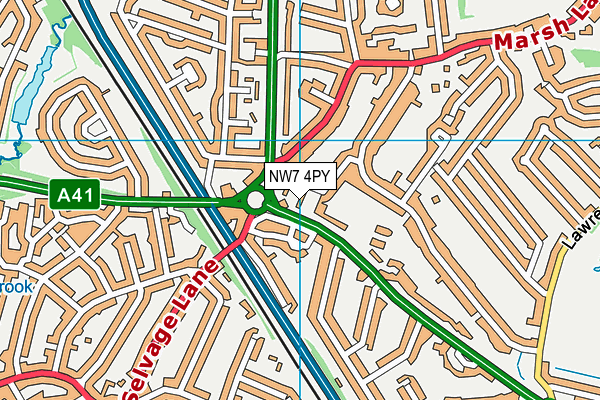 NW7 4PY map - OS VectorMap District (Ordnance Survey)