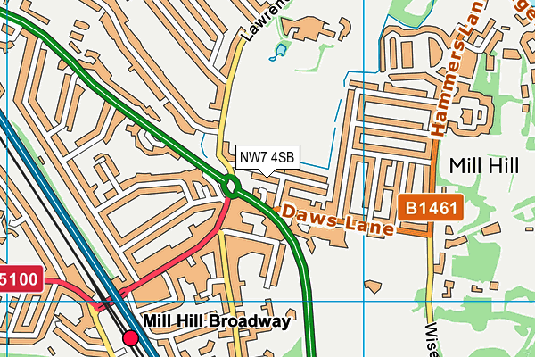 NW7 4SB map - OS VectorMap District (Ordnance Survey)