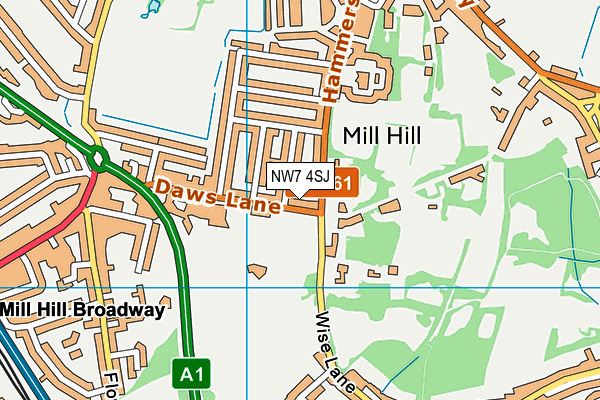 NW7 4SJ map - OS VectorMap District (Ordnance Survey)