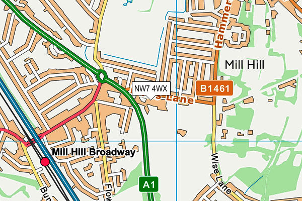 NW7 4WX map - OS VectorMap District (Ordnance Survey)