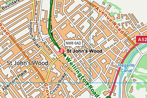 NW8 6AD map - OS VectorMap District (Ordnance Survey)