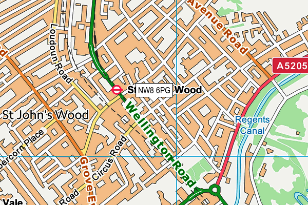 NW8 6PG map - OS VectorMap District (Ordnance Survey)
