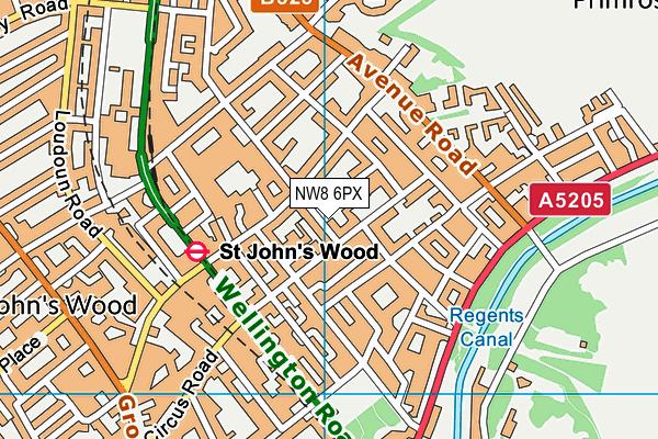 NW8 6PX map - OS VectorMap District (Ordnance Survey)