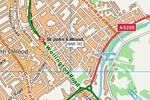 NW8 7AT map - OS VectorMap District (Ordnance Survey)