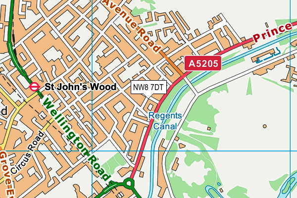 NW8 7DT map - OS VectorMap District (Ordnance Survey)