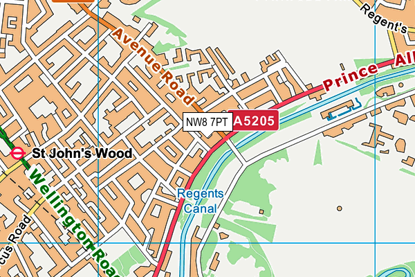 NW8 7PT map - OS VectorMap District (Ordnance Survey)