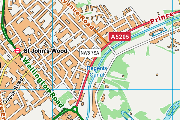 NW8 7SA map - OS VectorMap District (Ordnance Survey)