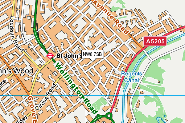 NW8 7SB map - OS VectorMap District (Ordnance Survey)