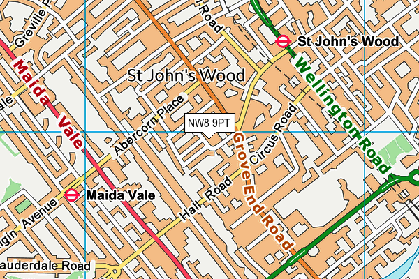 NW8 9PT map - OS VectorMap District (Ordnance Survey)