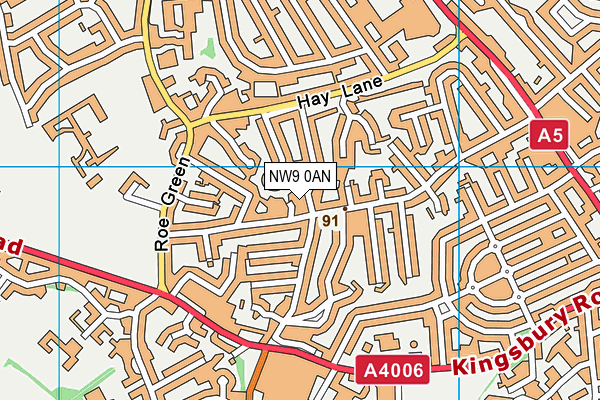 NW9 0AN map - OS VectorMap District (Ordnance Survey)