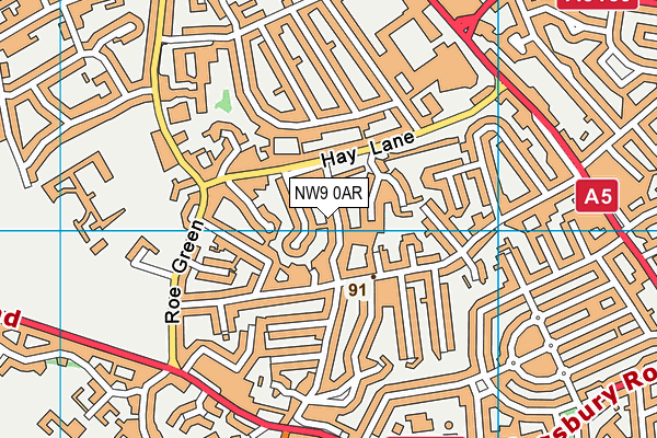 NW9 0AR map - OS VectorMap District (Ordnance Survey)
