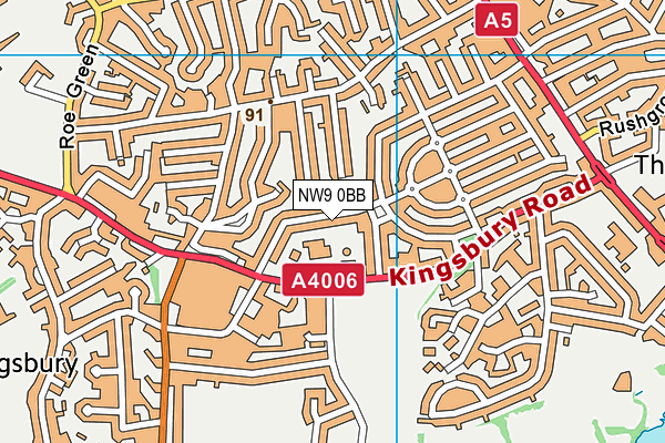 NW9 0BB map - OS VectorMap District (Ordnance Survey)