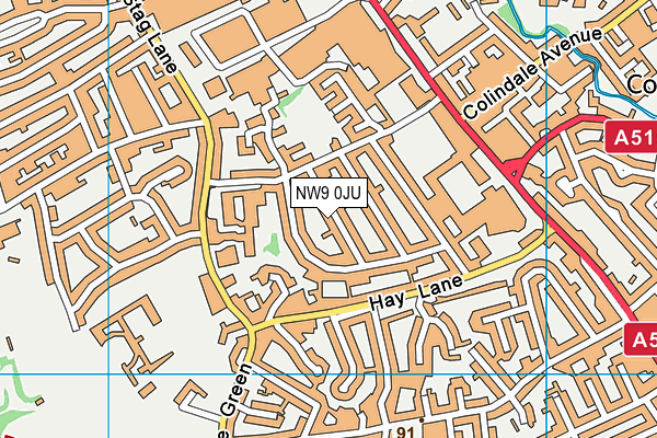 NW9 0JU map - OS VectorMap District (Ordnance Survey)