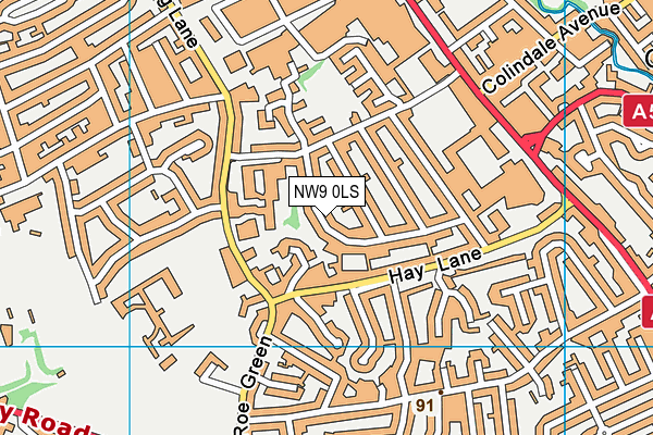 NW9 0LS map - OS VectorMap District (Ordnance Survey)