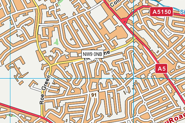 NW9 0NB map - OS VectorMap District (Ordnance Survey)