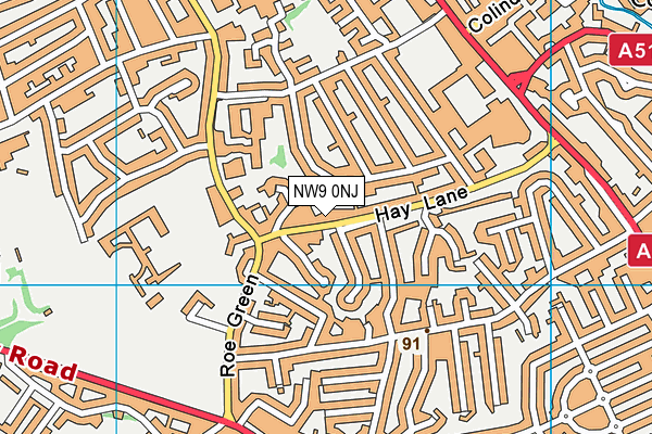 NW9 0NJ map - OS VectorMap District (Ordnance Survey)
