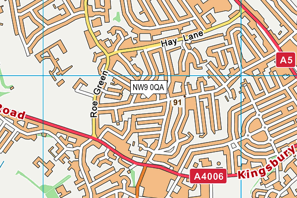 NW9 0QA map - OS VectorMap District (Ordnance Survey)
