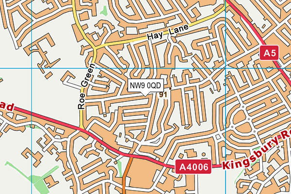 NW9 0QD map - OS VectorMap District (Ordnance Survey)