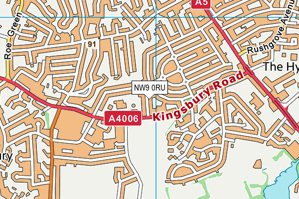 NW9 0RU map - OS VectorMap District (Ordnance Survey)