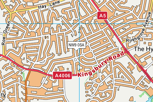 NW9 0SA map - OS VectorMap District (Ordnance Survey)