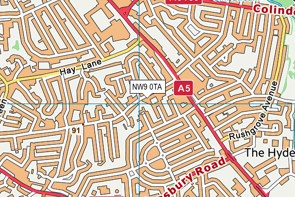 NW9 0TA map - OS VectorMap District (Ordnance Survey)