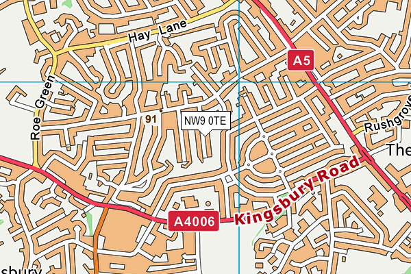 NW9 0TE map - OS VectorMap District (Ordnance Survey)