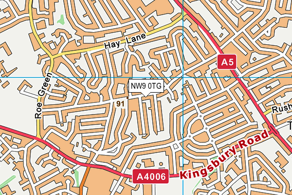 NW9 0TG map - OS VectorMap District (Ordnance Survey)