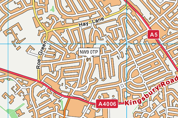 NW9 0TP map - OS VectorMap District (Ordnance Survey)