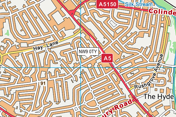 NW9 0TY map - OS VectorMap District (Ordnance Survey)