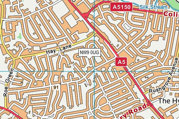 NW9 0UG map - OS VectorMap District (Ordnance Survey)
