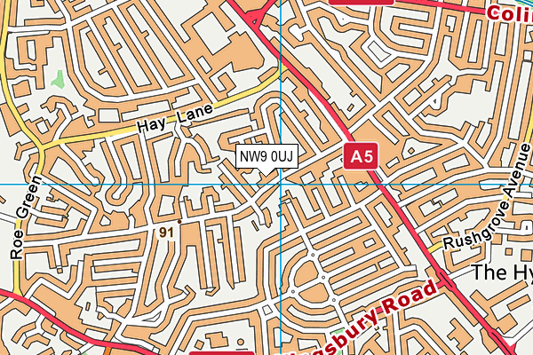 NW9 0UJ map - OS VectorMap District (Ordnance Survey)
