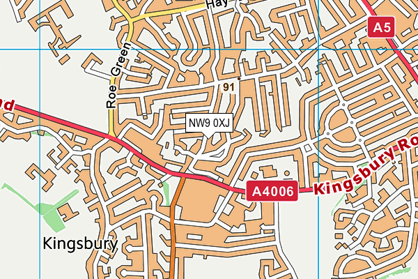 NW9 0XJ map - OS VectorMap District (Ordnance Survey)