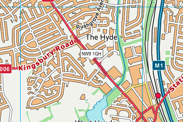 NW9 1GH map - OS VectorMap District (Ordnance Survey)