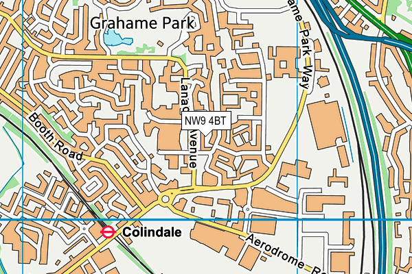 NW9 4BT map - OS VectorMap District (Ordnance Survey)