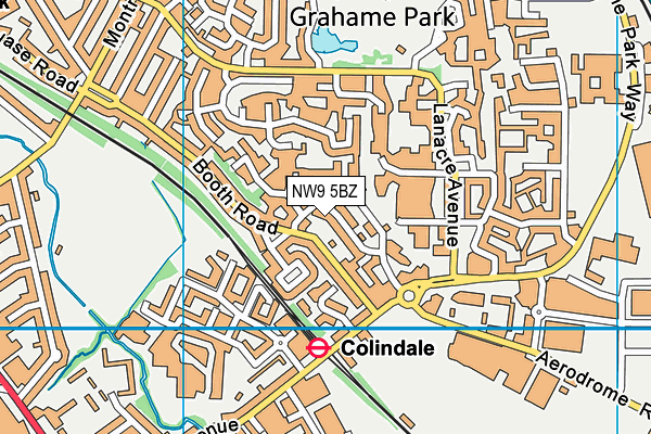 NW9 5BZ map - OS VectorMap District (Ordnance Survey)