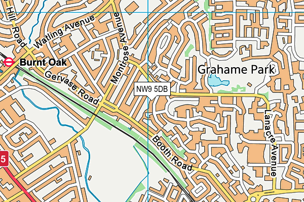 NW9 5DB map - OS VectorMap District (Ordnance Survey)