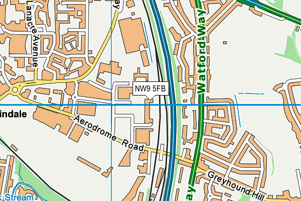 NW9 5FB map - OS VectorMap District (Ordnance Survey)