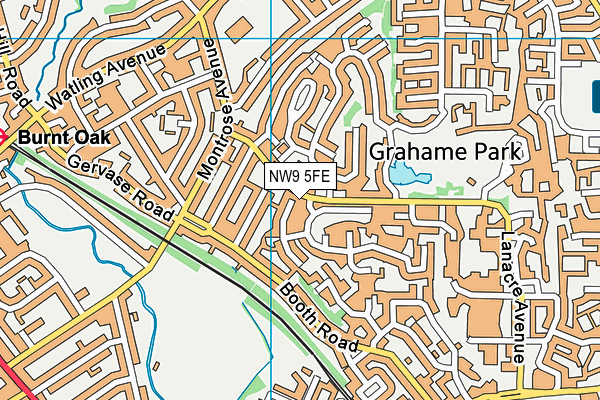 NW9 5FE map - OS VectorMap District (Ordnance Survey)